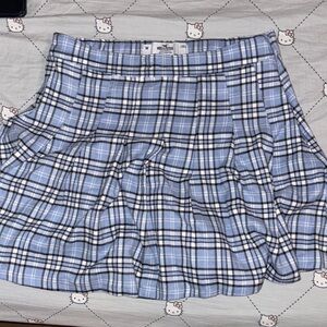 Hollister Light Blue Plaid Skater Skirt